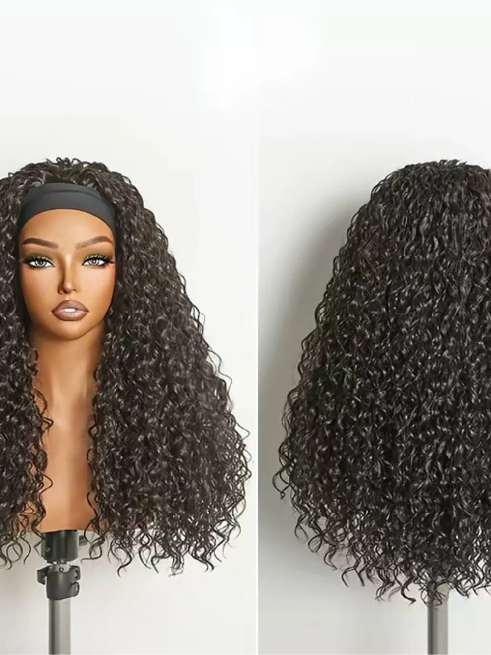 Curly Headband Wig for Women in Natural Black - Effortless Style